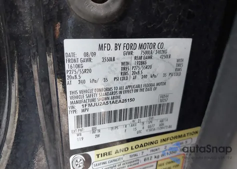 2010 Ford Expedition Limited из США, поврежденный, VIN 1FMJU2A51AEA25150